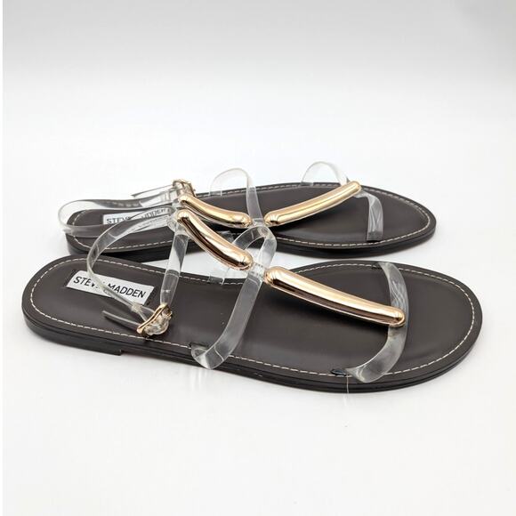 Steve Madden Alma Gladiator Sandal Buckle Strap Women's Clear Size US10M EU41 - Picture 4 of 13
